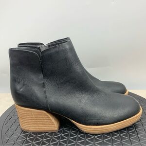 Kork Ease Rubi Boots Women Size 9.5 Shoes‎ Black Leather Booties Chunky Heels